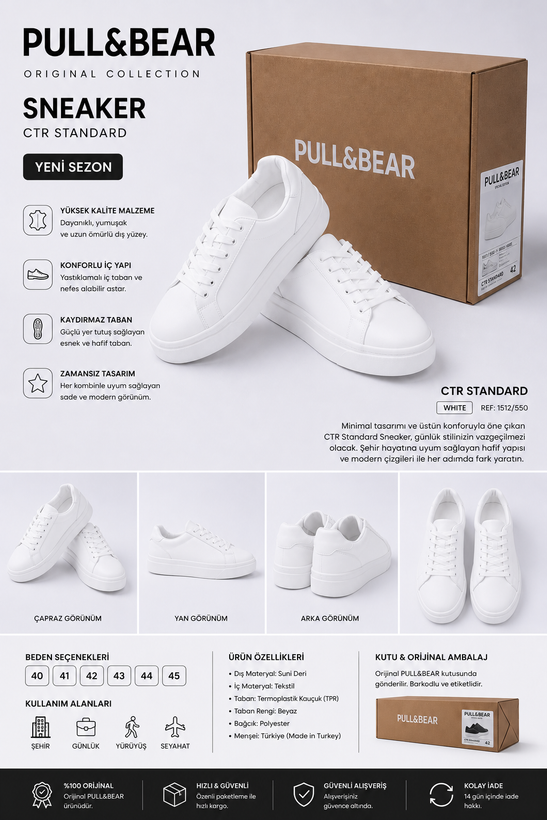 کفش کتانی ونس PULL&BEAR اورجینال بسیار نرم و راحتفش کتانی